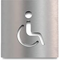 Letrero para WC minusválidos - señalización autoadhesiva de acero inoxidable para el baño discapacitados - instalación…
